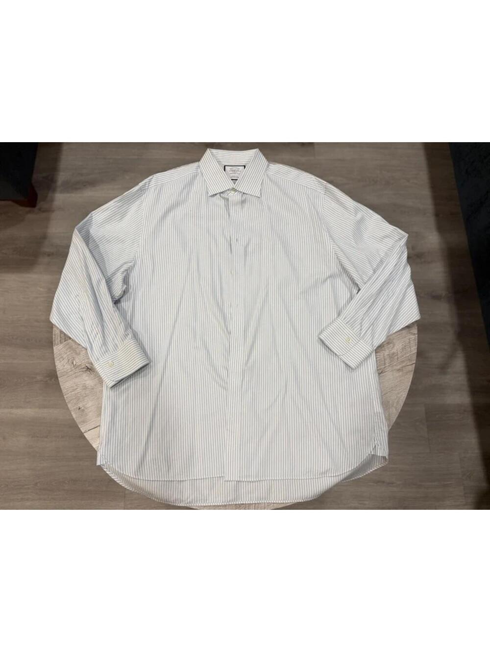 Charles Tyrwhitt Egyptian Cotton Blue Stripe Classic Fit Dress Shirt 17.5 34